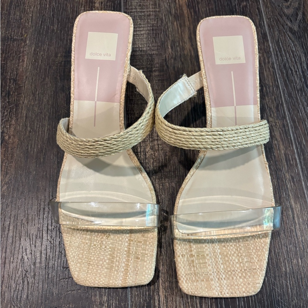 Dolce Vita Bertie heels in Crystal Vinyl.